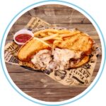 Philly Cheesesteak at Cafe at the ridge on wooden background