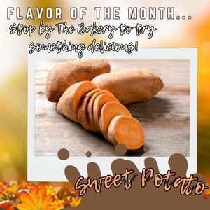 Flavor of the month Sweet Potato Sliced sweet potatoes with fall colors and leaves